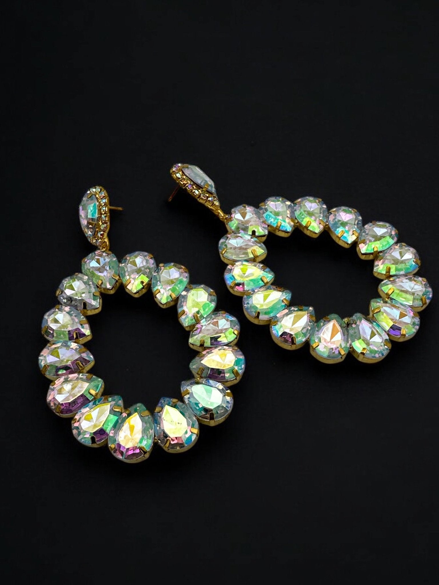 Elegant Rhinestone Crystal Teardrop Statement Earrings - Fatisha Boutique