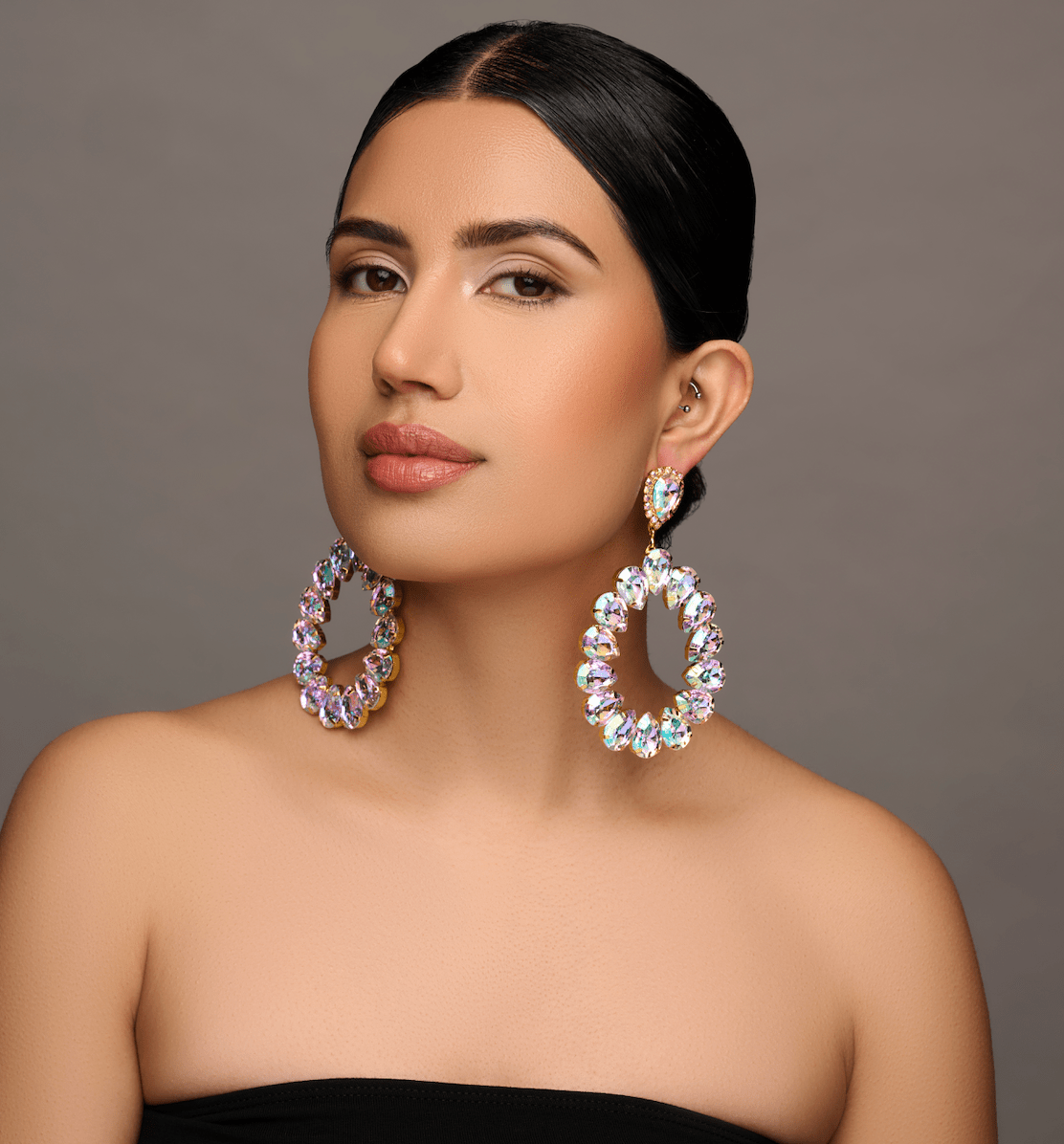 Elegant Rhinestone Crystal Teardrop Statement Earrings - Fatisha Boutique