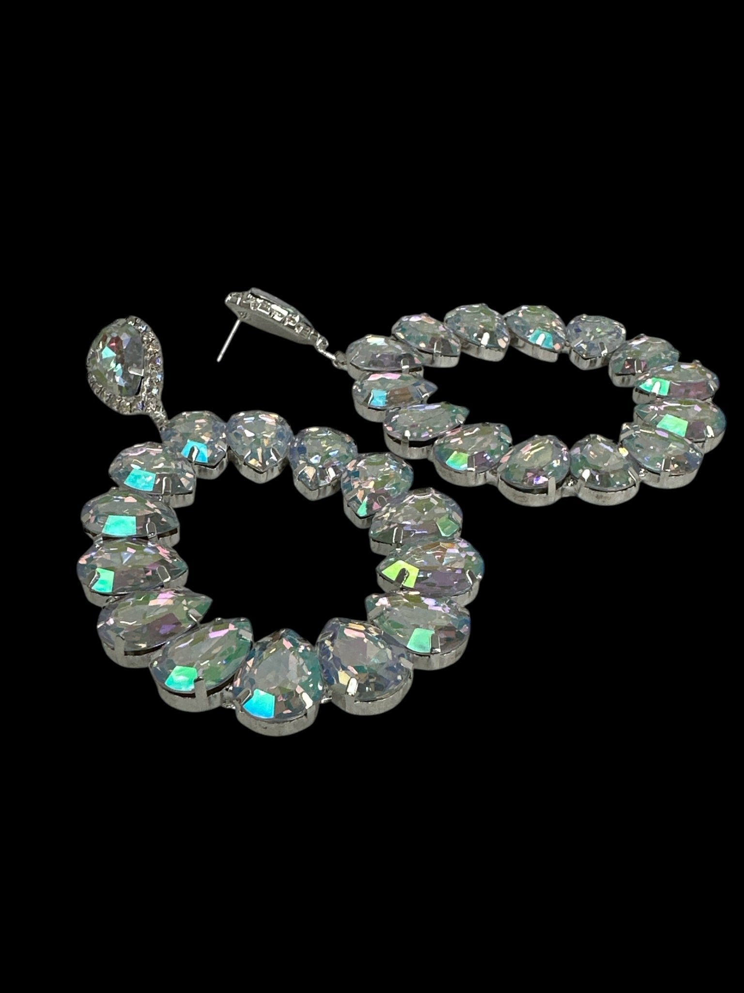Elegant Rhinestone Crystal Teardrop Statement Earrings - Fatisha Boutique