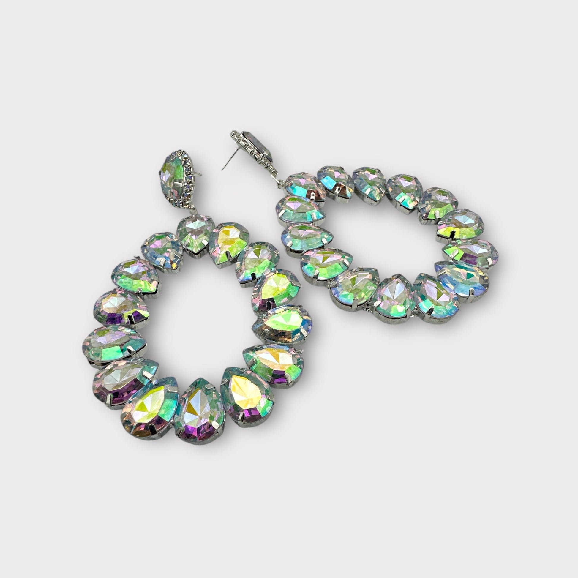 Elegant Rhinestone Crystal Teardrop Statement Earrings - Fatisha Boutique