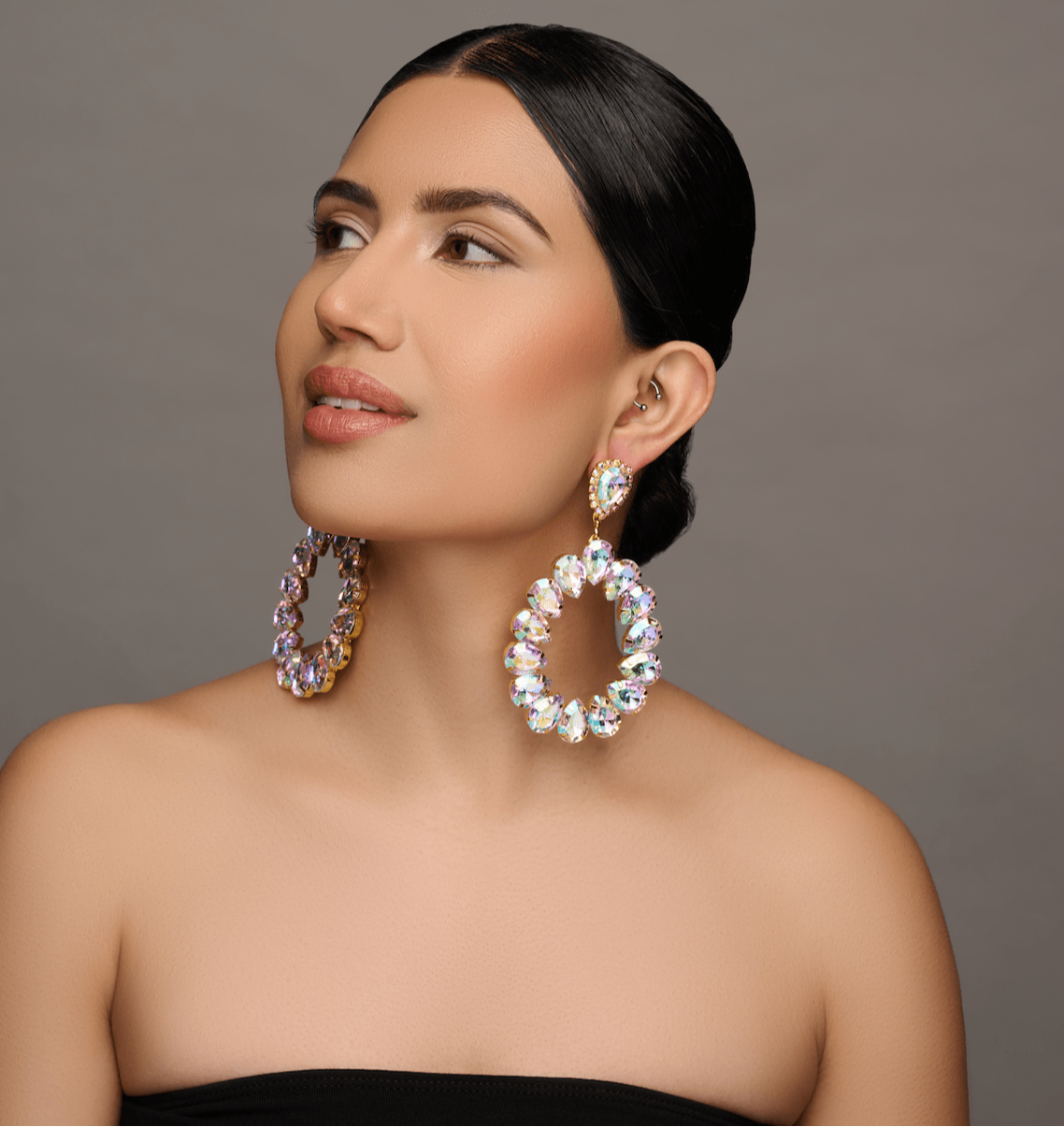 Elegant Rhinestone Crystal Teardrop Statement Earrings - Fatisha Boutique