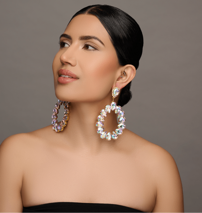 Elegant Rhinestone Crystal Teardrop Statement Earrings - Fatisha Boutique