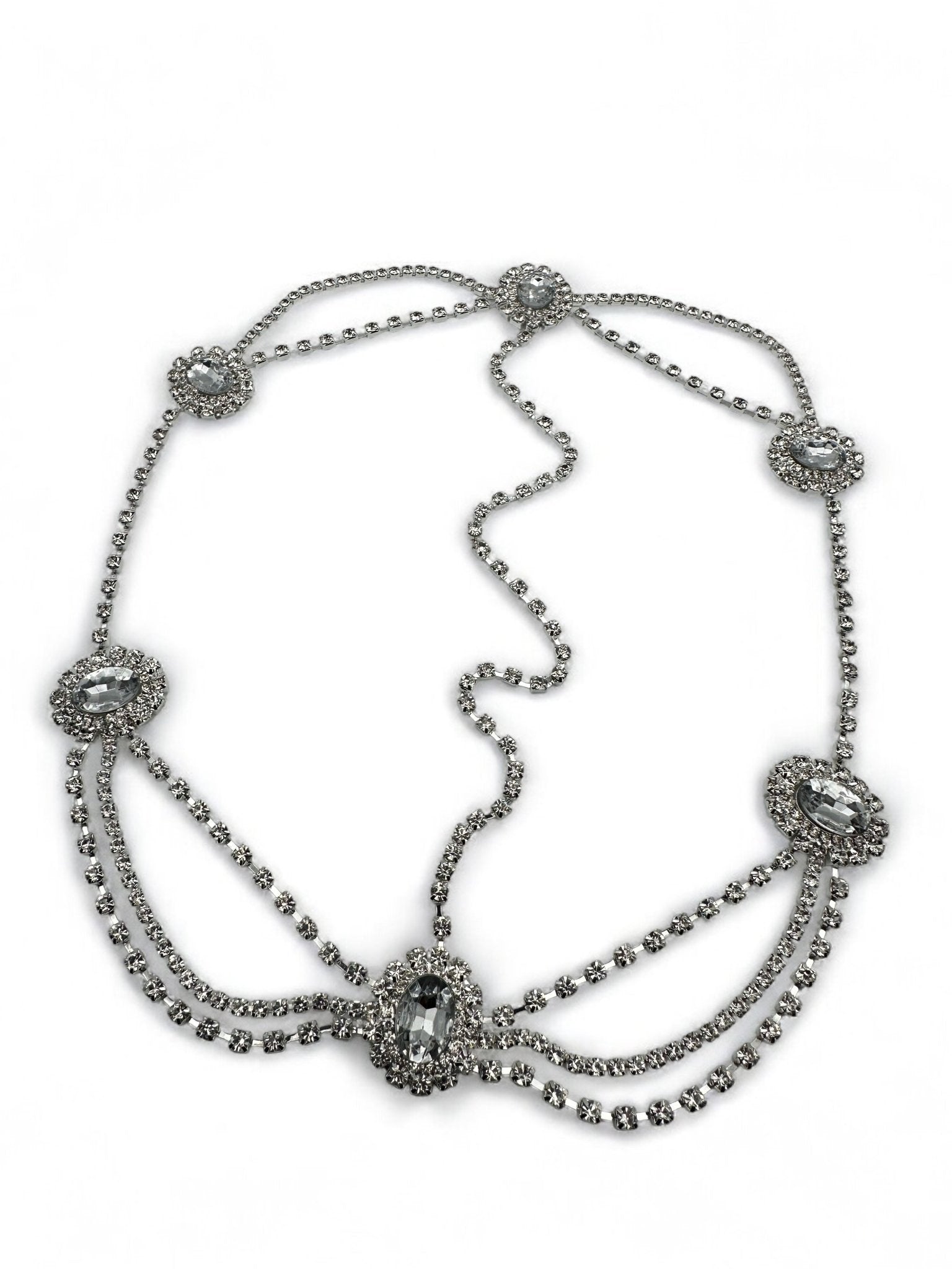 Elegant Rhinestone Multi - layered Tassels Bridal Headpiece - Fatisha Boutique