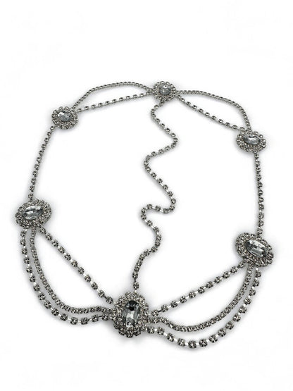 Elegant Rhinestone Multi - layered Tassels Bridal Headpiece - Fatisha Boutique