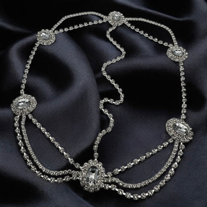 Elegant Rhinestone Multi - layered Tassels Bridal Headpiece - Fatisha Boutique