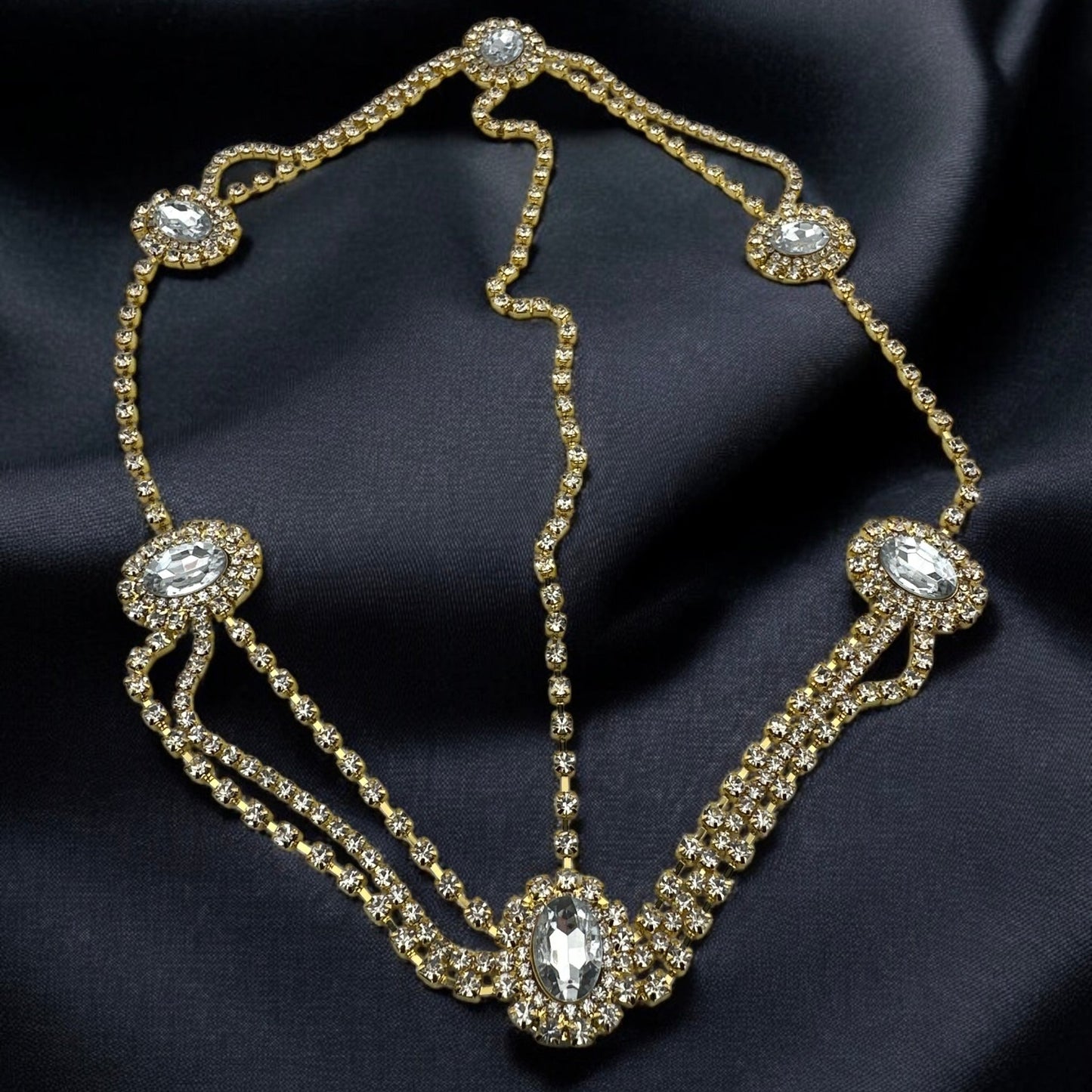 Elegant Rhinestone Multi - layered Tassels Bridal Headpiece - Fatisha Boutique