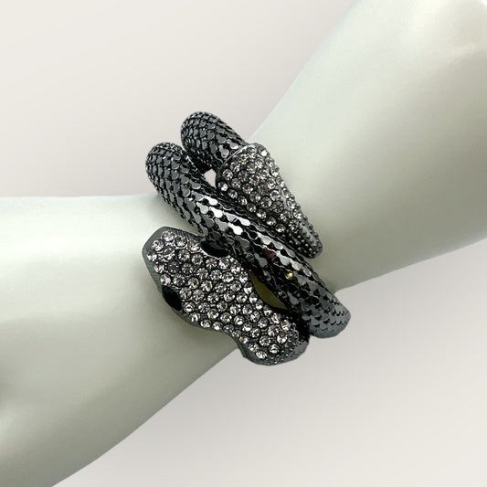 Elegant Rhinestone Snake Wrap Bangle Bracelet - Fatisha Boutique