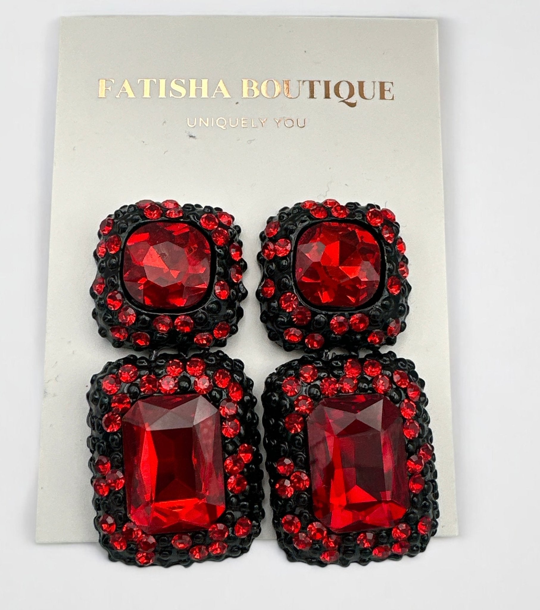 Elegant Rhinestone Stud Drop Earrings – Bold Sparkling Crystal Statement Style - Fatisha Boutique