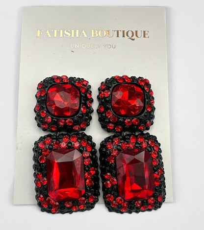 Elegant Rhinestone Stud Drop Earrings – Bold Sparkling Crystal Statement Style - Fatisha Boutique