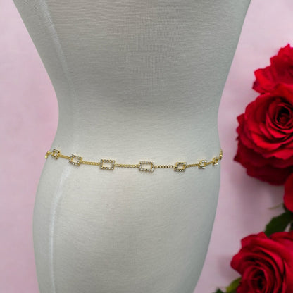 Elegant Rhinestone Waist Belly Chain – Gold & Silver - Fatisha Boutique