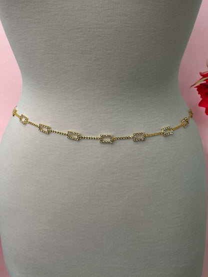 Elegant Rhinestone Waist Belly Chain – Gold & Silver - Fatisha Boutique