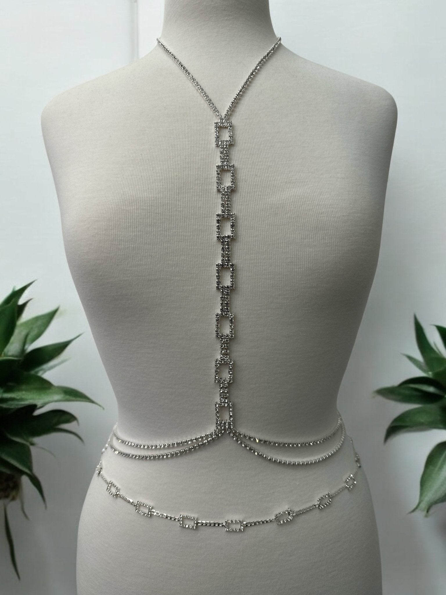 Elegant Rhinestone Waist Belly Chain – Gold & Silver - Fatisha Boutique