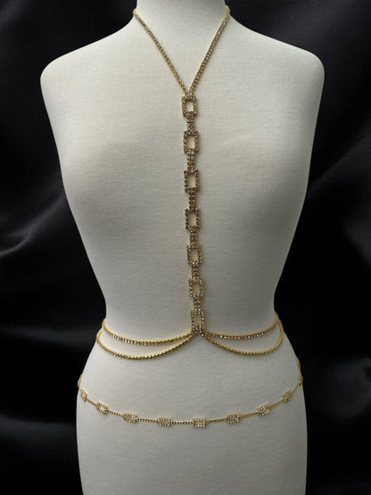 Elegant Rhinestone Waist Belly Chain – Gold & Silver - Fatisha Boutique