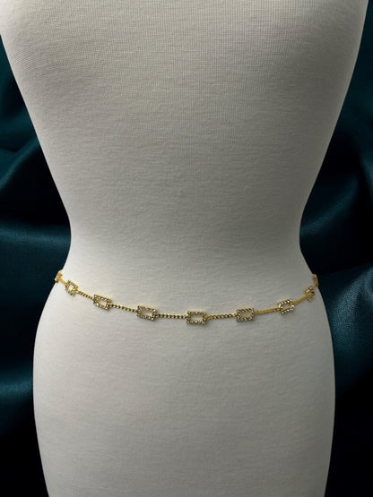 Elegant Rhinestone Waist Belly Chain – Gold & Silver - Fatisha Boutique