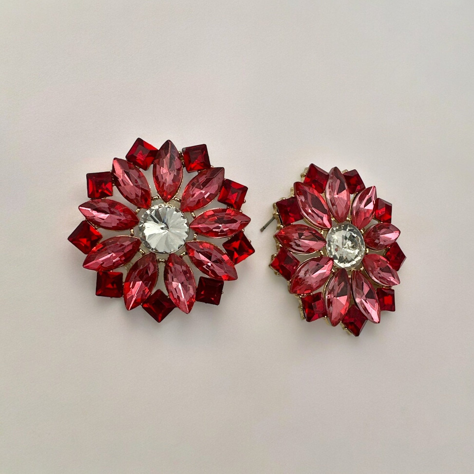 Elegant Rhinestones Flower Designed Statement Stud Earrings - Fatisha Boutique