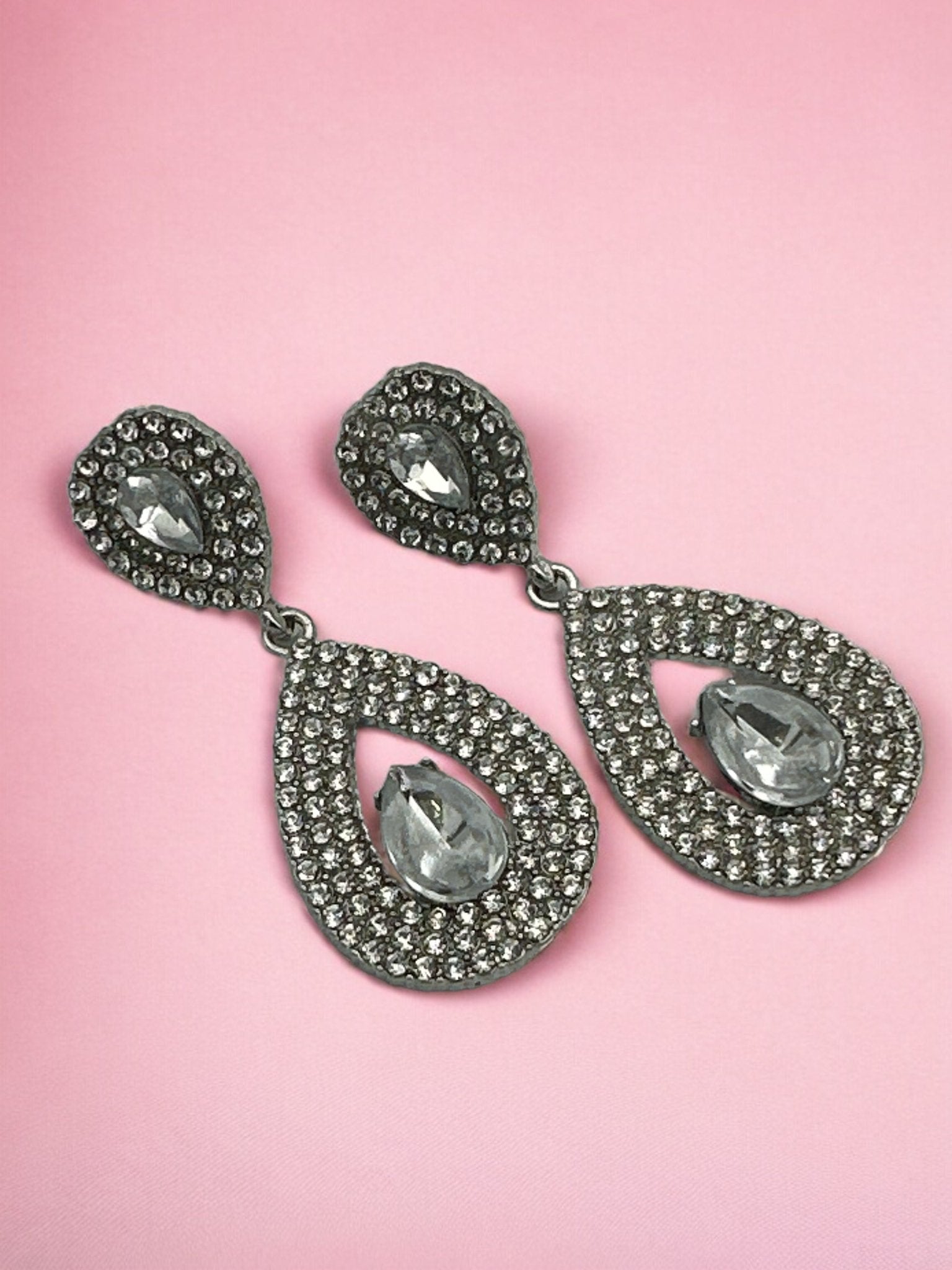 Elegant Sparkle Diamante Rhinestone Teardrop Dangle Stud Earrings - Fatisha Boutique