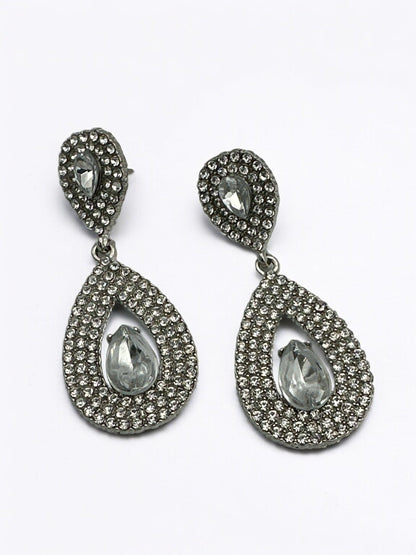 Elegant Sparkle Diamante Rhinestone Teardrop Dangle Stud Earrings - Fatisha Boutique