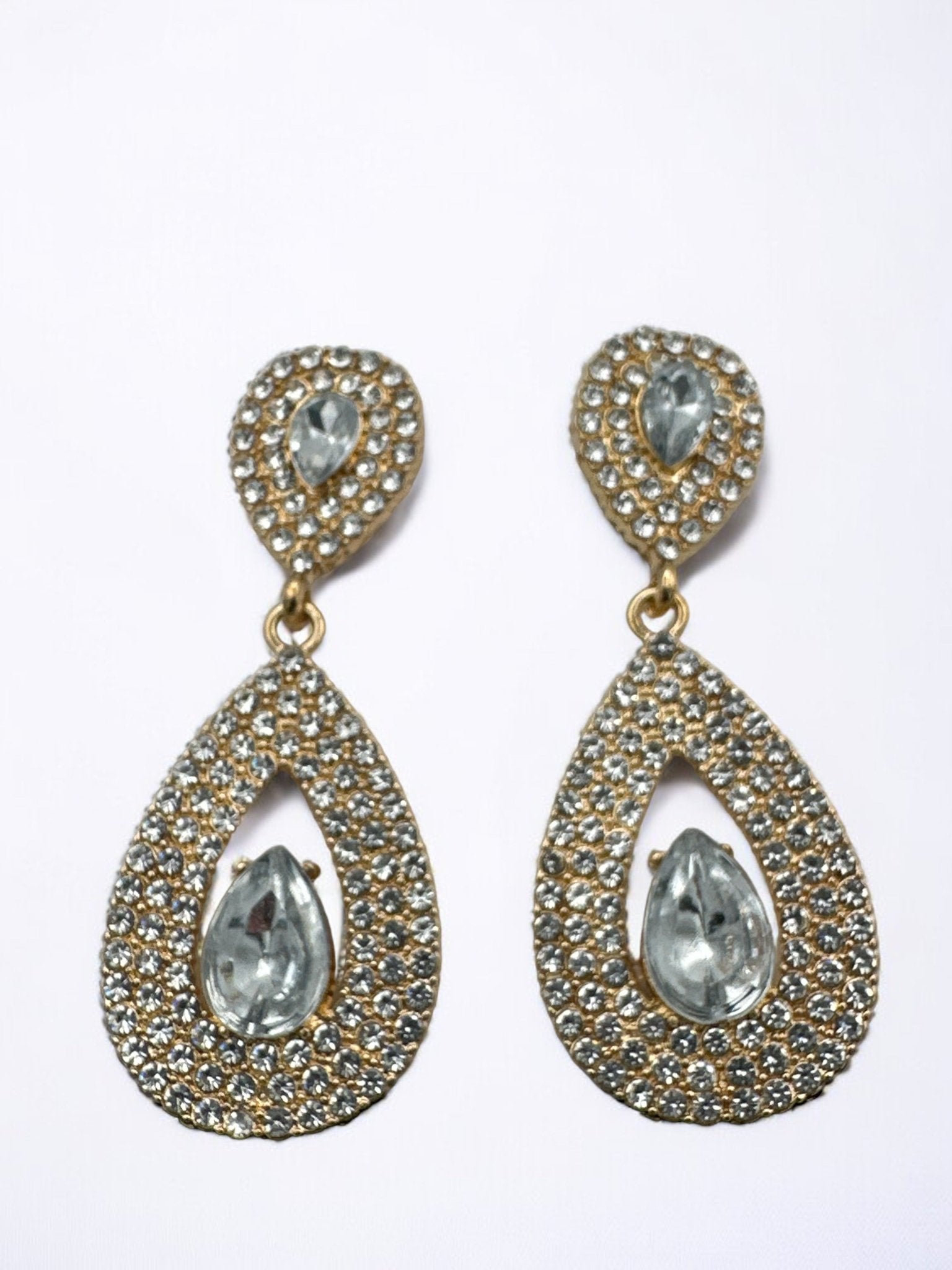 Elegant Sparkle Diamante Rhinestone Teardrop Dangle Stud Earrings - Fatisha Boutique