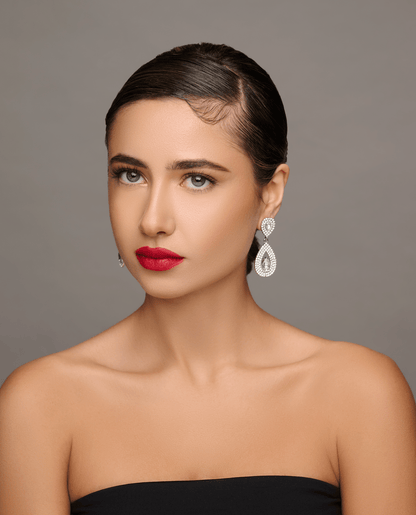 Elegant Sparkle Diamante Rhinestone Teardrop Dangle Stud Earrings - Fatisha Boutique