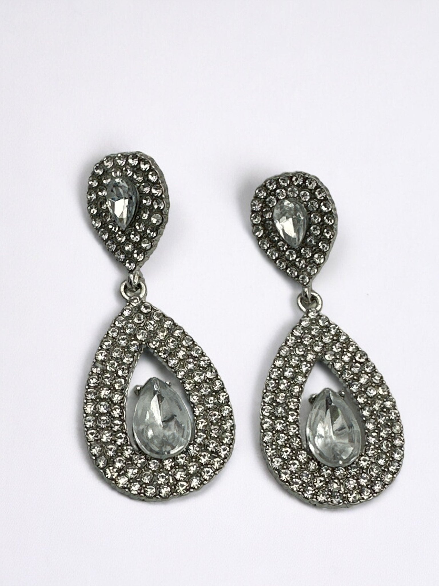 Elegant Sparkle Diamante Rhinestone Teardrop Dangle Stud Earrings - Fatisha Boutique
