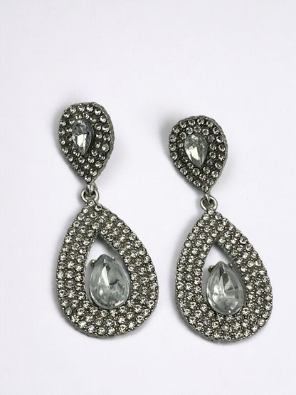 Elegant Sparkle Diamante Rhinestone Teardrop Dangle Stud Earrings - Fatisha Boutique