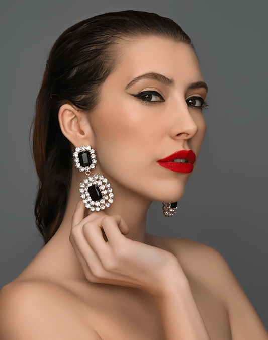 Elegant Statement Diamante Rhinestone Teardrop Dangle Stud Earrings - Fatisha Boutique