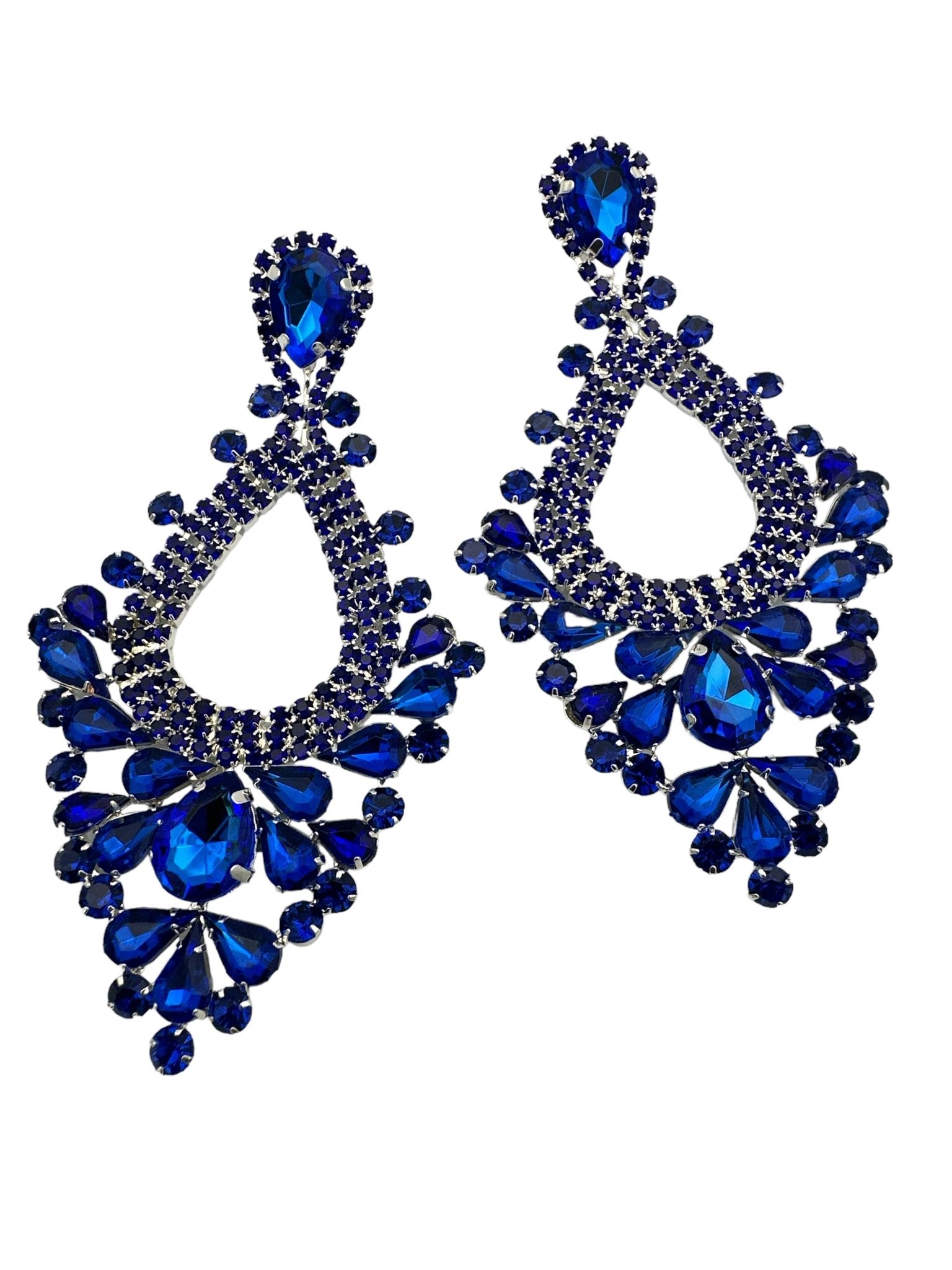 Elegant Teardrop Blue Rhinestones Statement Teardrop Earrings - Fatisha Boutique