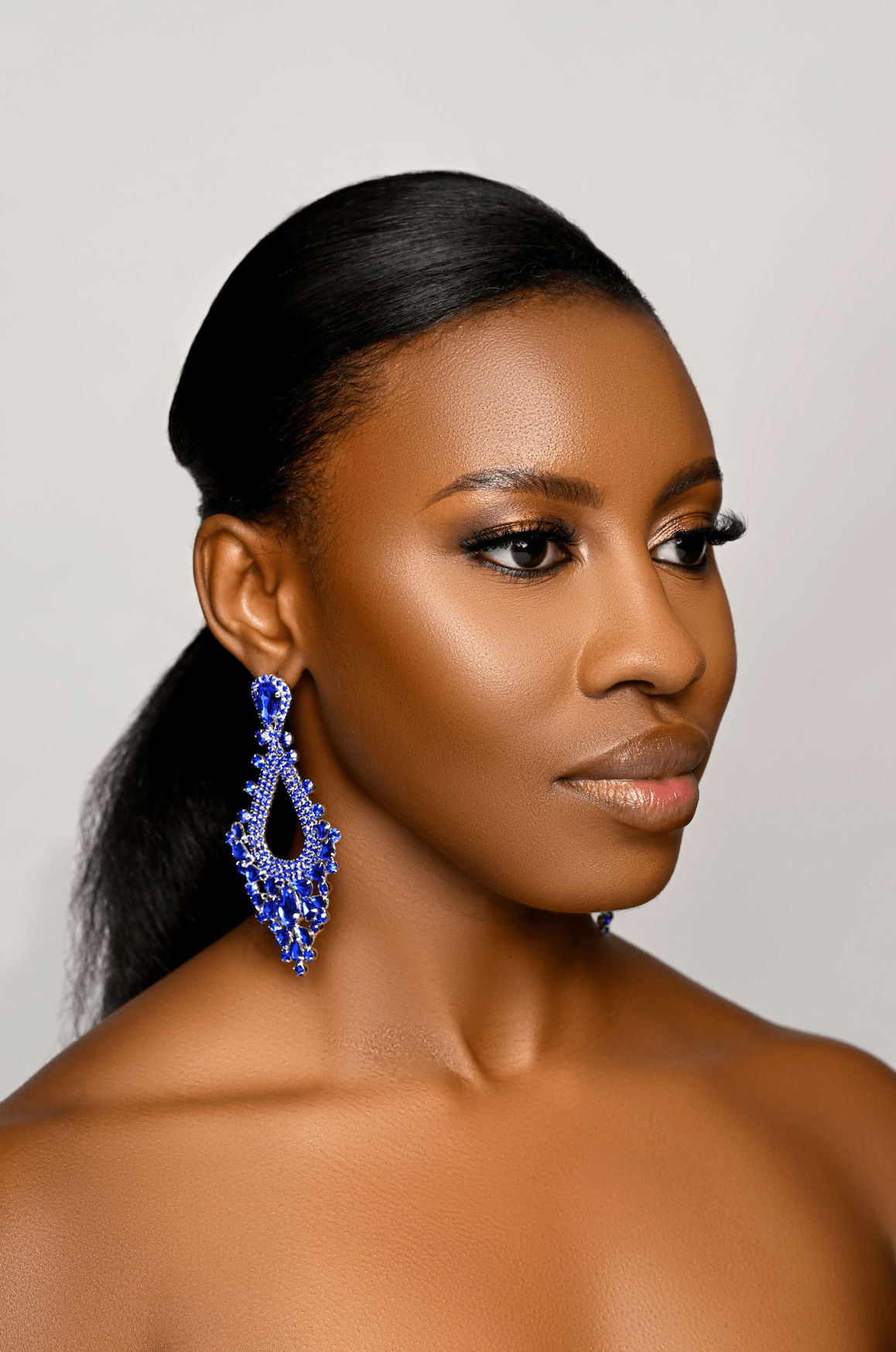 Elegant Teardrop Blue Rhinestones Statement Teardrop Earrings - Fatisha Boutique