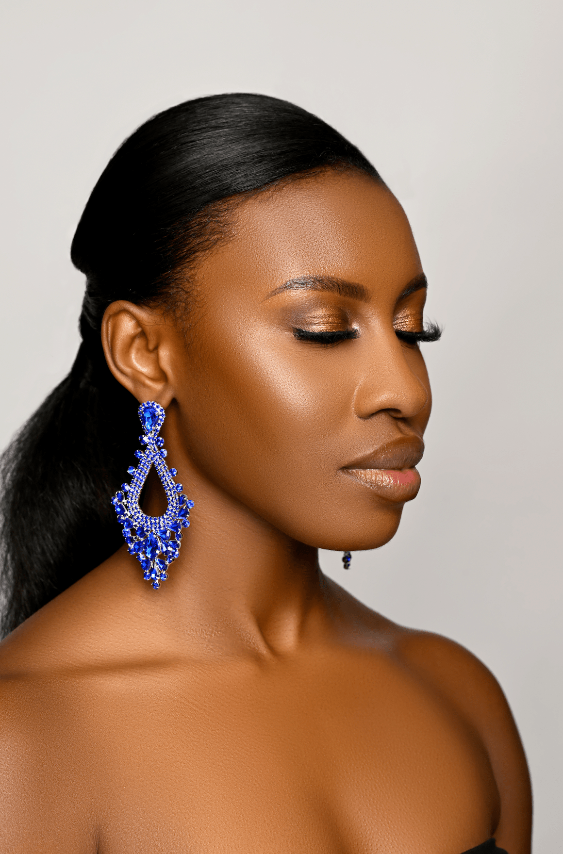 Elegant Teardrop Blue Rhinestones Statement Teardrop Earrings - Fatisha Boutique