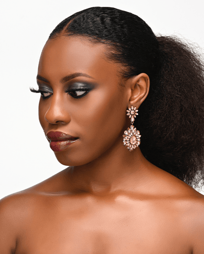 Elegant Teardrop Gemstone Floral Statement Earrings - Fatisha Boutique