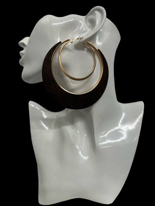 Ethnic Wooden Hoop Earrings – Minimalist Wood and Metal Statement Jewellery - Fatisha Boutique
