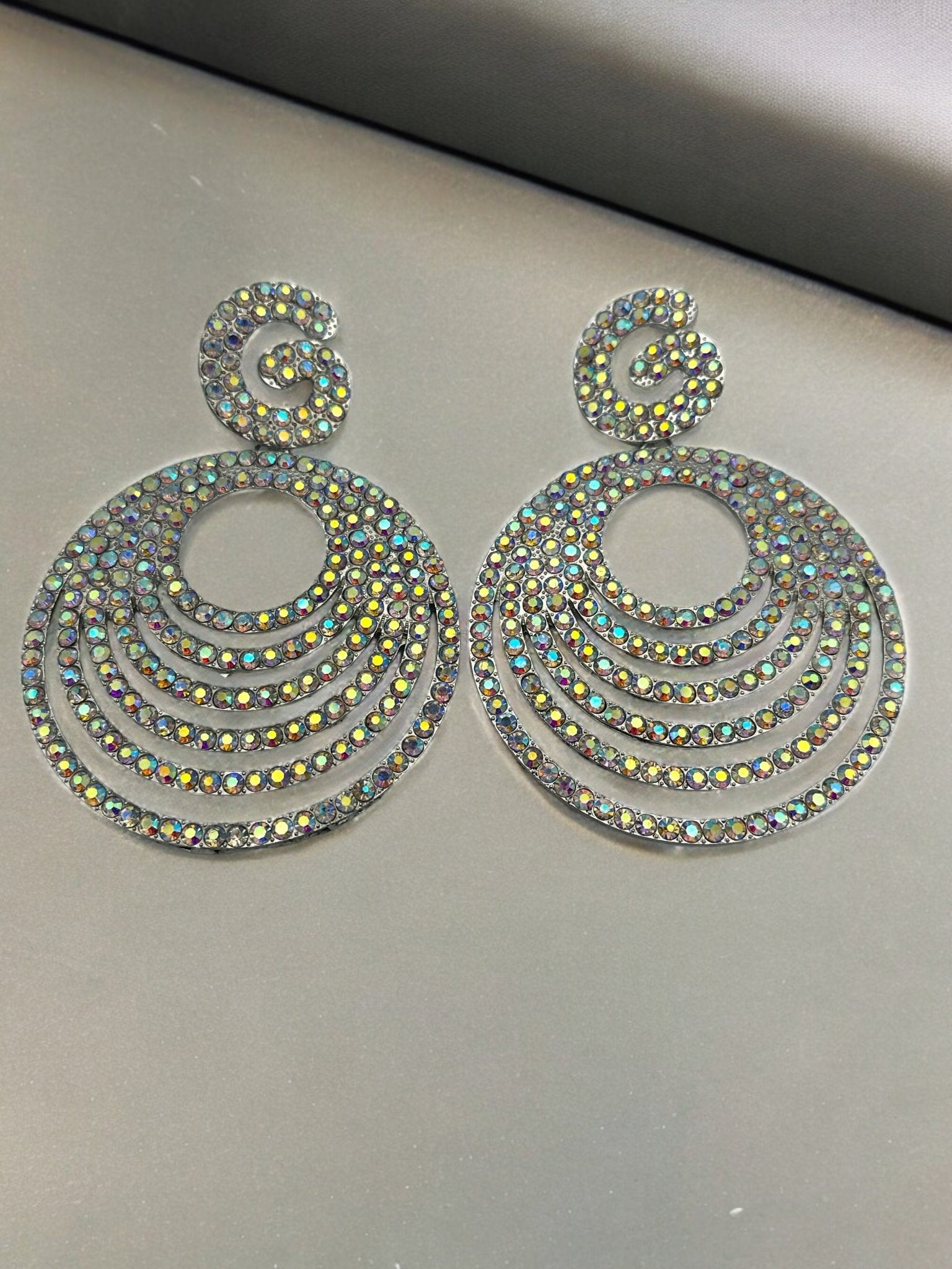 Extra Large Luxury Glamorous Crystal Rhinestones Statement Stud Earrings - Fatisha Boutique
