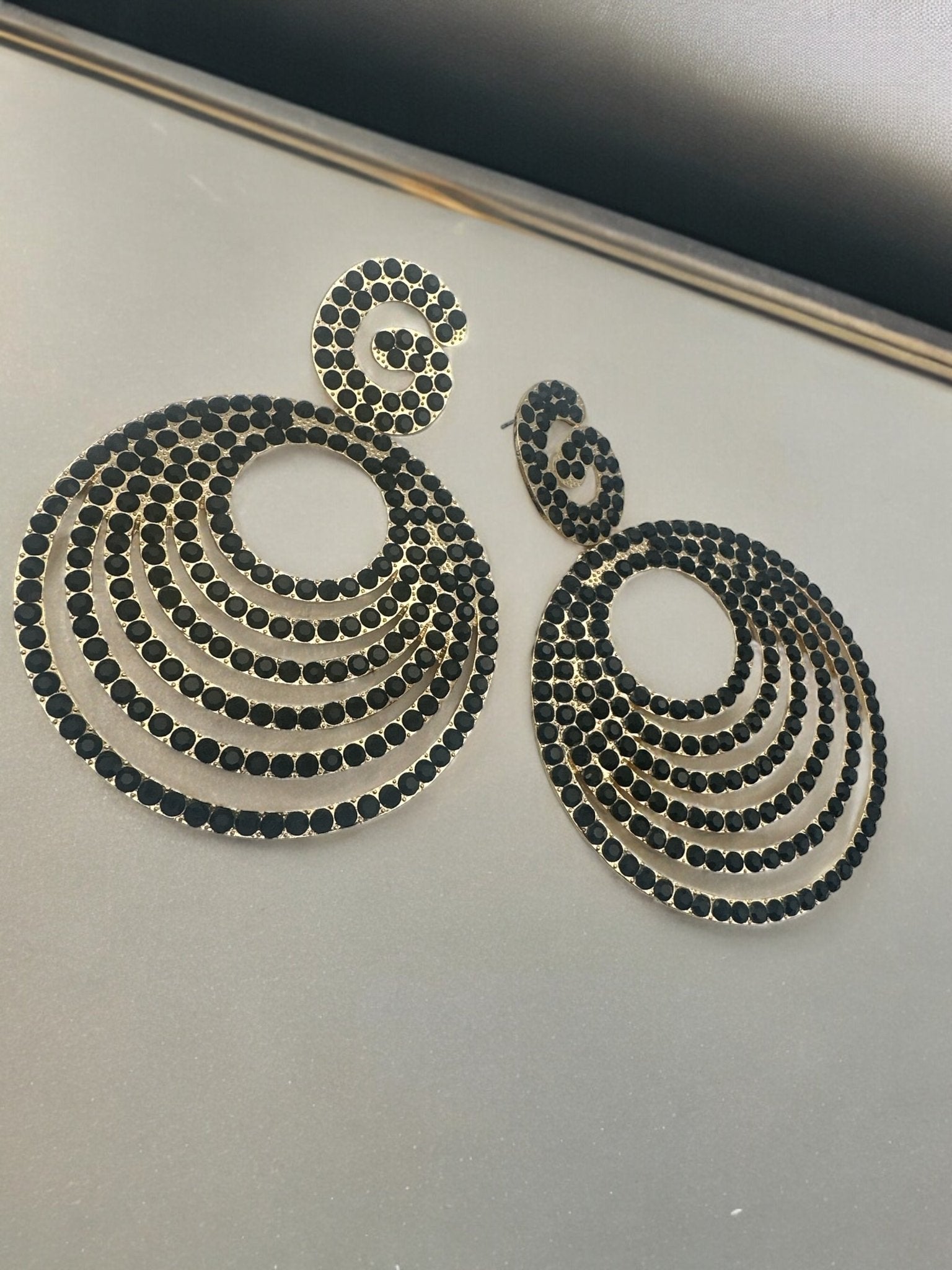 Extra Large Luxury Glamorous Crystal Rhinestones Statement Stud Earrings - Fatisha Boutique