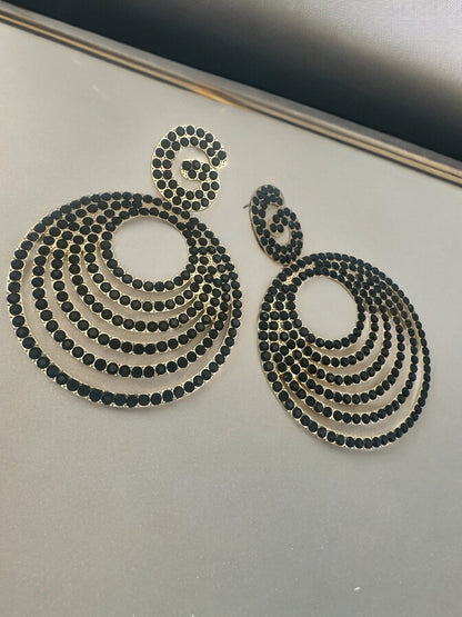 Extra Large Luxury Glamorous Crystal Rhinestones Statement Stud Earrings - Fatisha Boutique