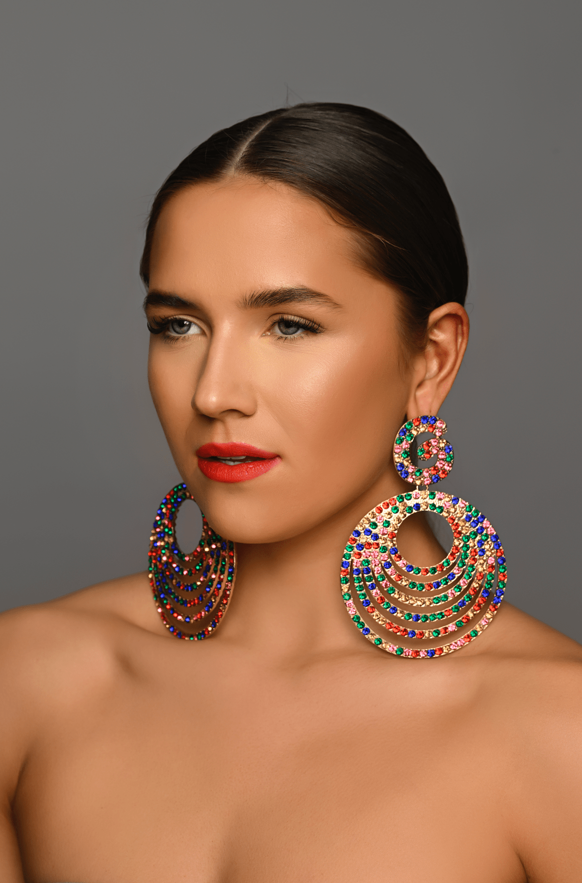 Extra Large Luxury Glamorous Crystal Rhinestones Statement Stud Earrings - Fatisha Boutique