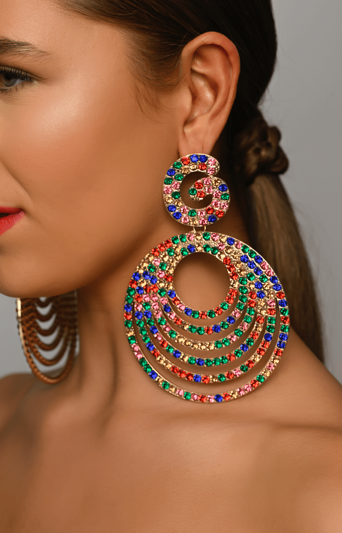 Extra Large Luxury Glamorous Crystal Rhinestones Statement Stud Earrings - Fatisha Boutique