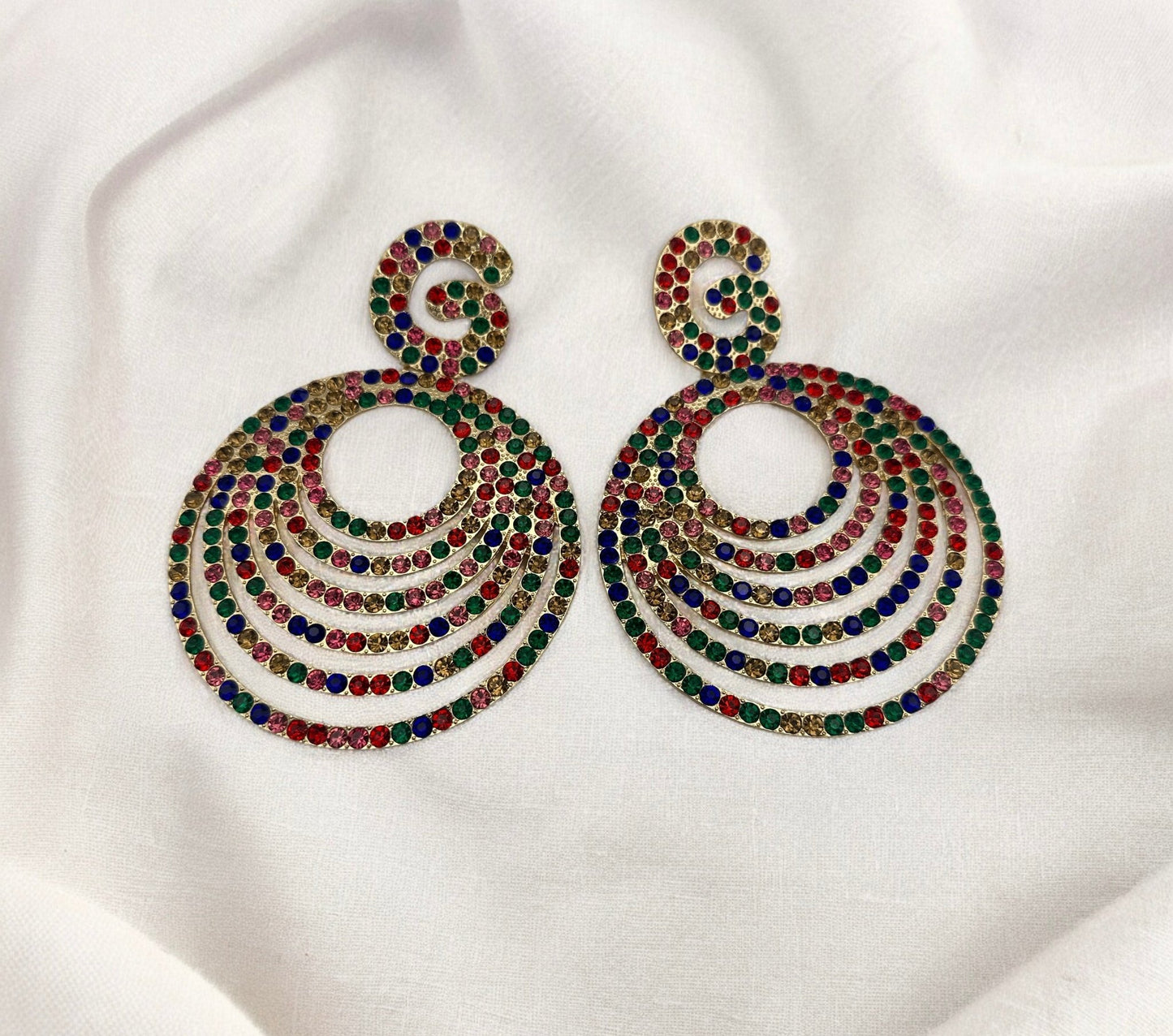 Extra Large Luxury Glamorous Crystal Rhinestones Statement Stud Earrings - Fatisha Boutique