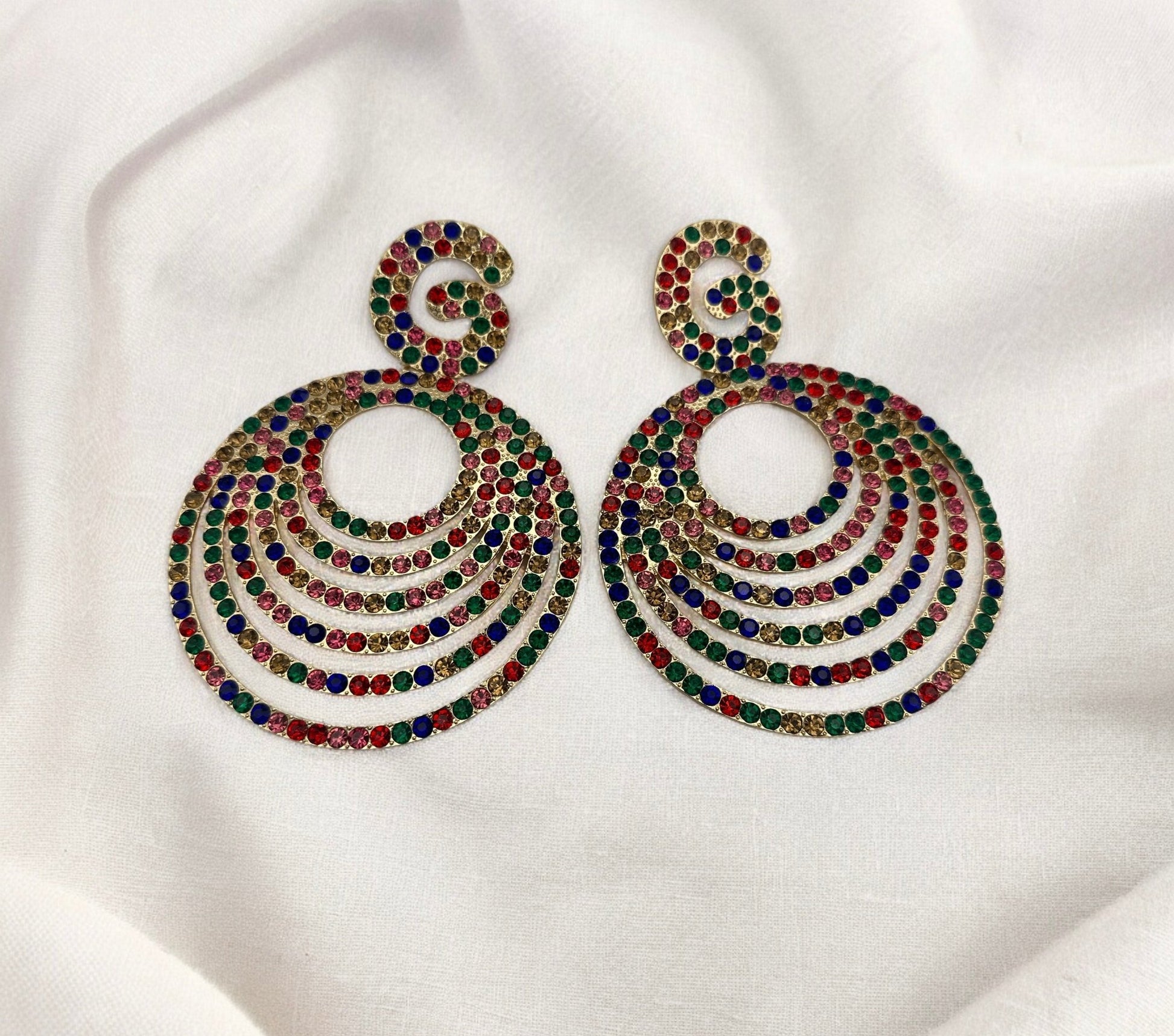Extra Large Luxury Glamorous Crystal Rhinestones Statement Stud Earrings - Fatisha Boutique