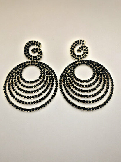 Extra Large Luxury Glamorous Crystal Rhinestones Statement Stud Earrings - Fatisha Boutique