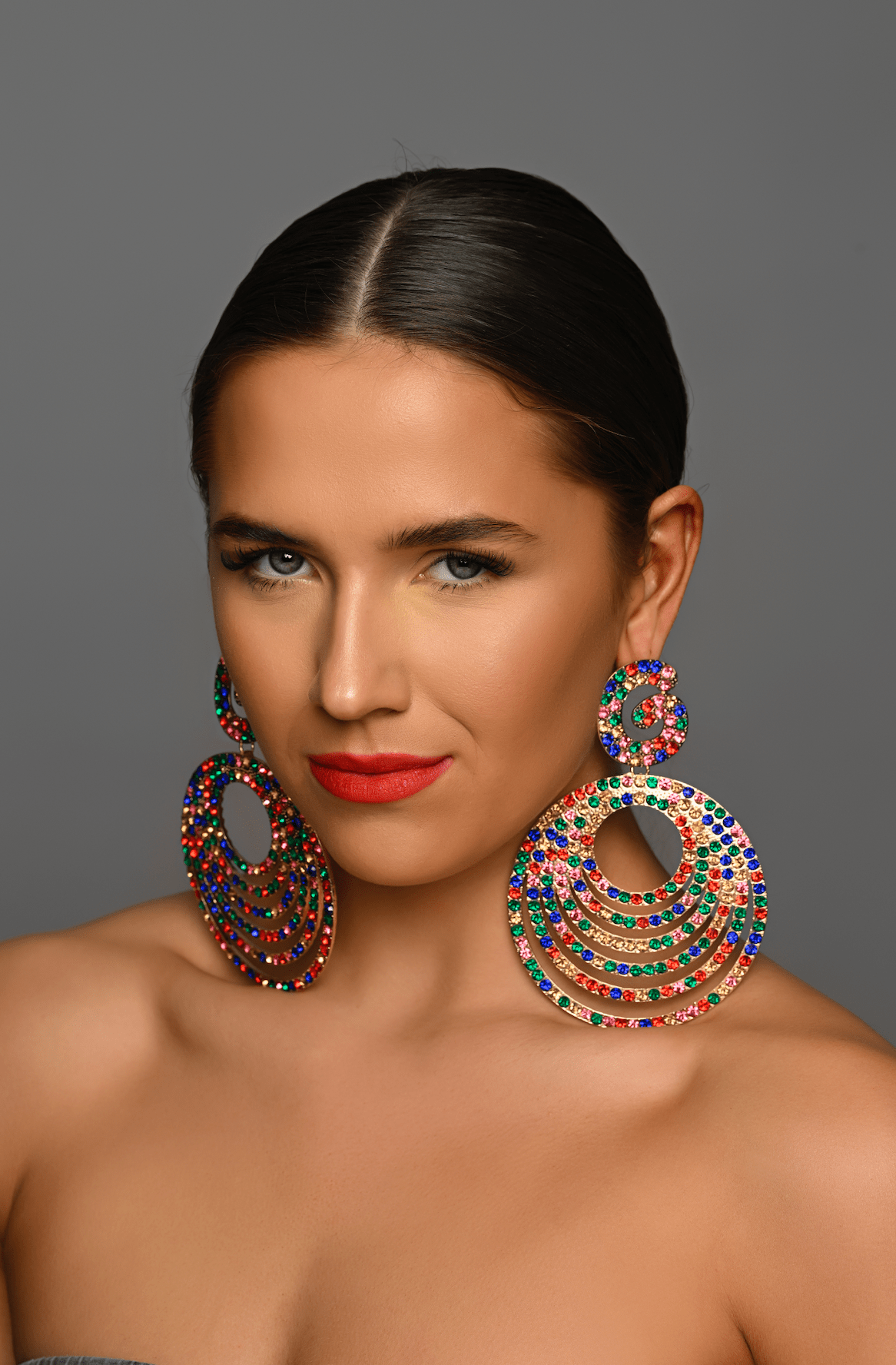 Extra Large Luxury Glamorous Crystal Rhinestones Statement Stud Earrings - Fatisha Boutique