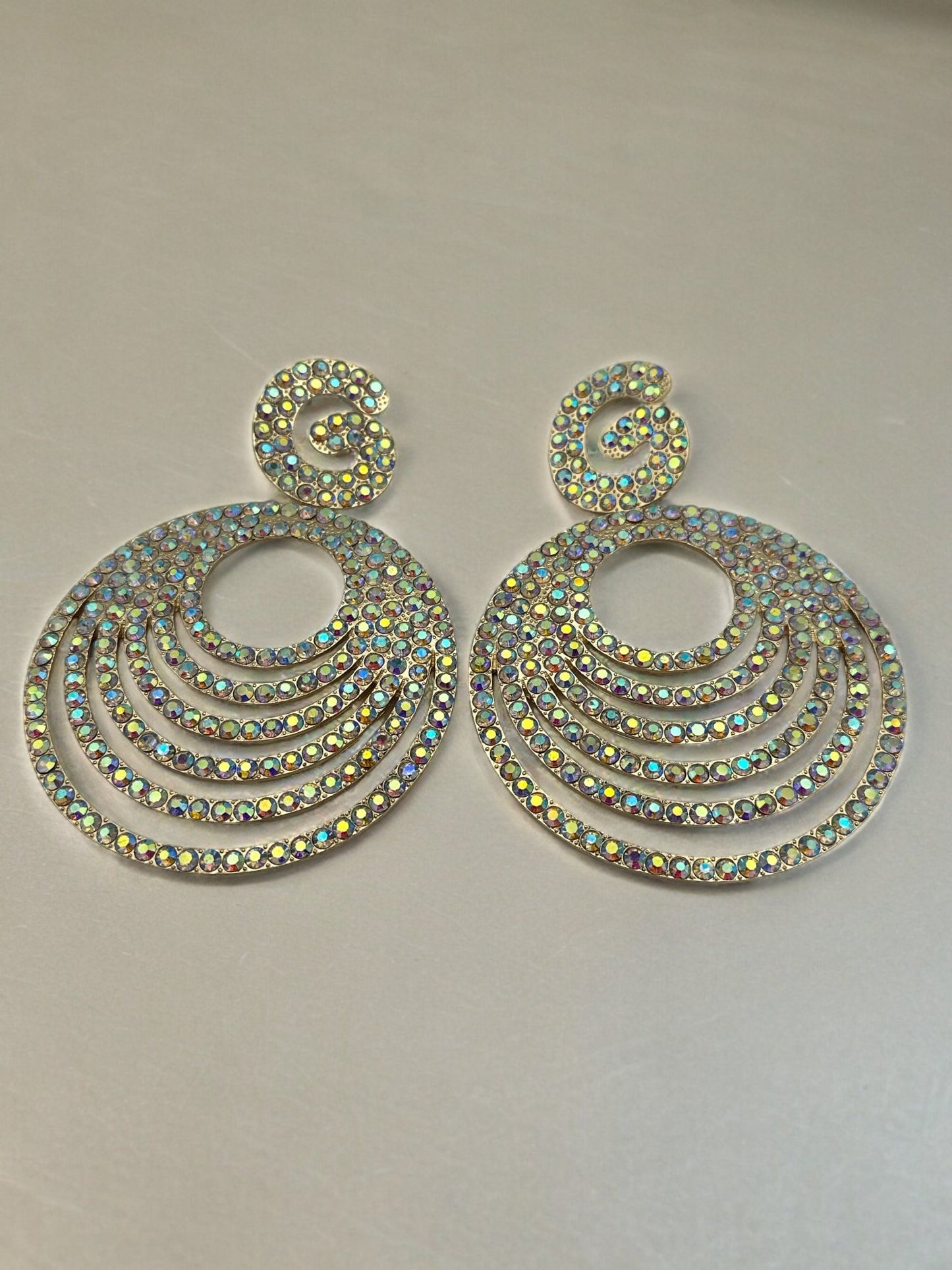 Extra Large Luxury Glamorous Crystal Rhinestones Statement Stud Earrings - Fatisha Boutique