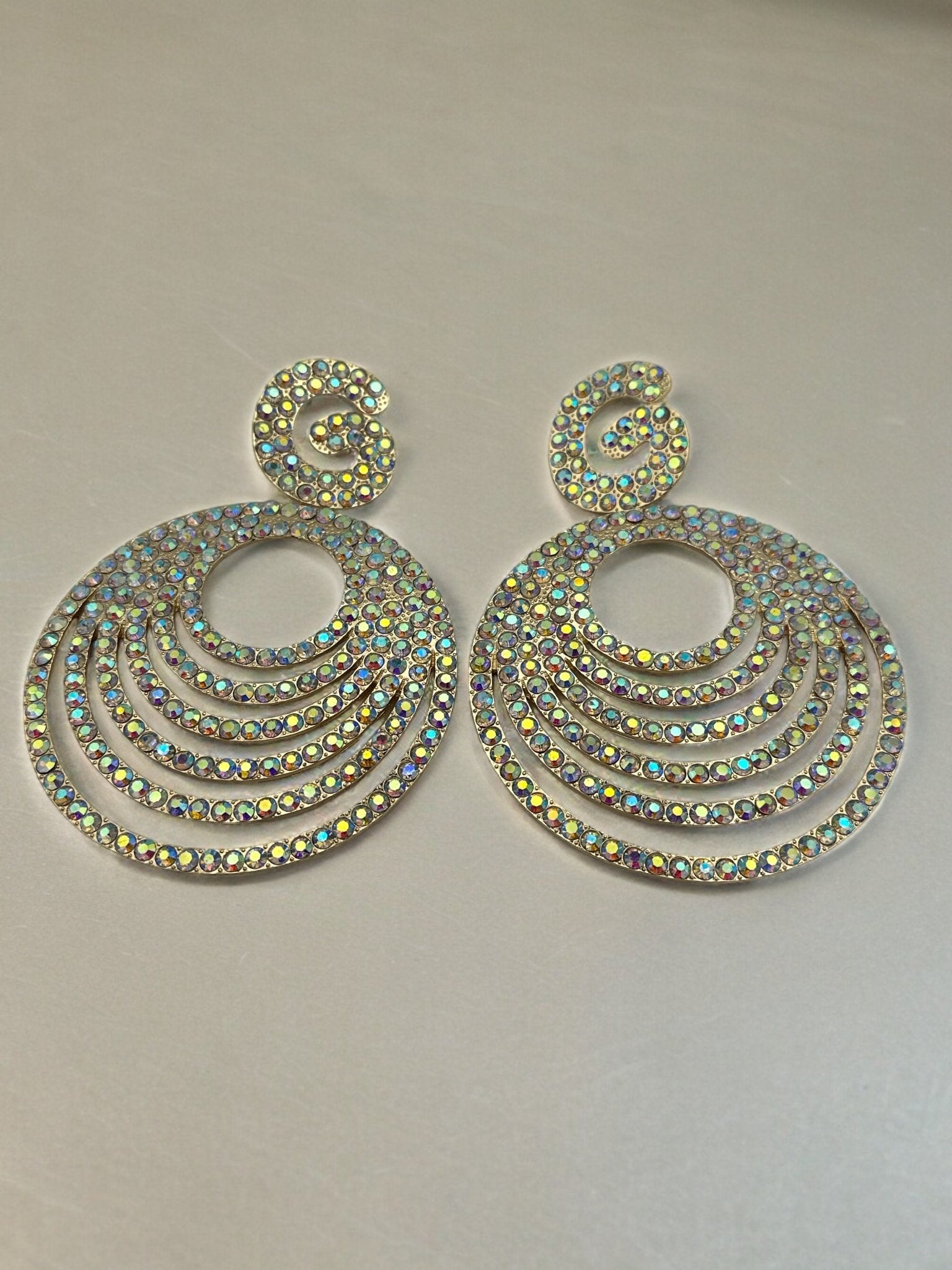 Extra Large Luxury Glamorous Crystal Rhinestones Statement Stud Earrings - Fatisha Boutique