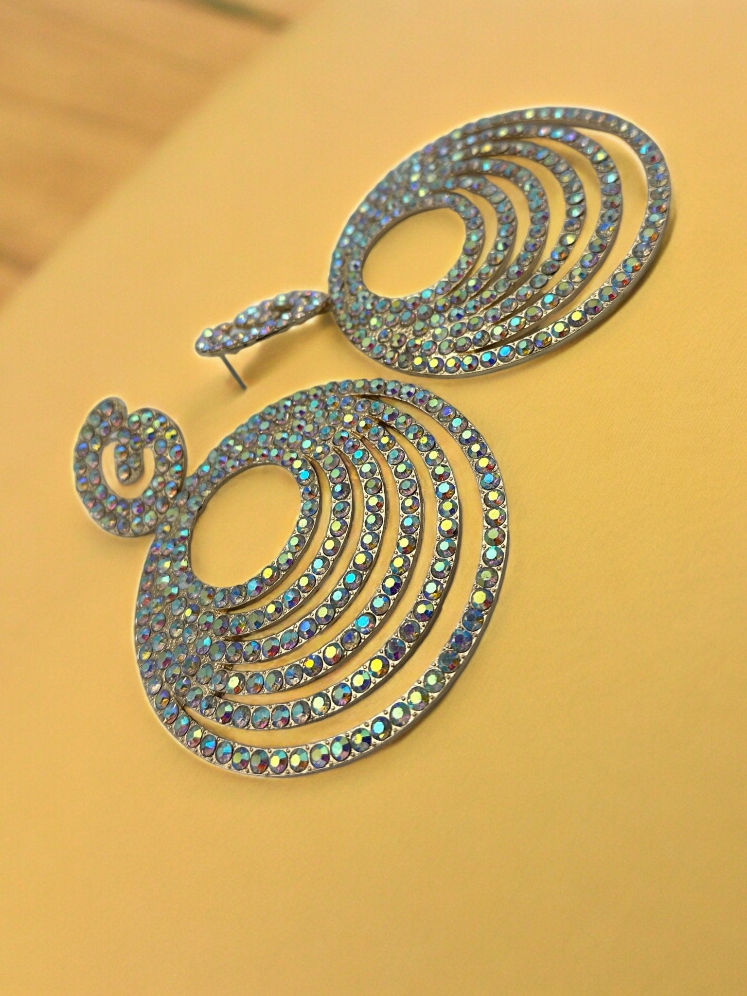 Extra Large Luxury Glamorous Crystal Rhinestones Statement Stud Earrings - Fatisha Boutique