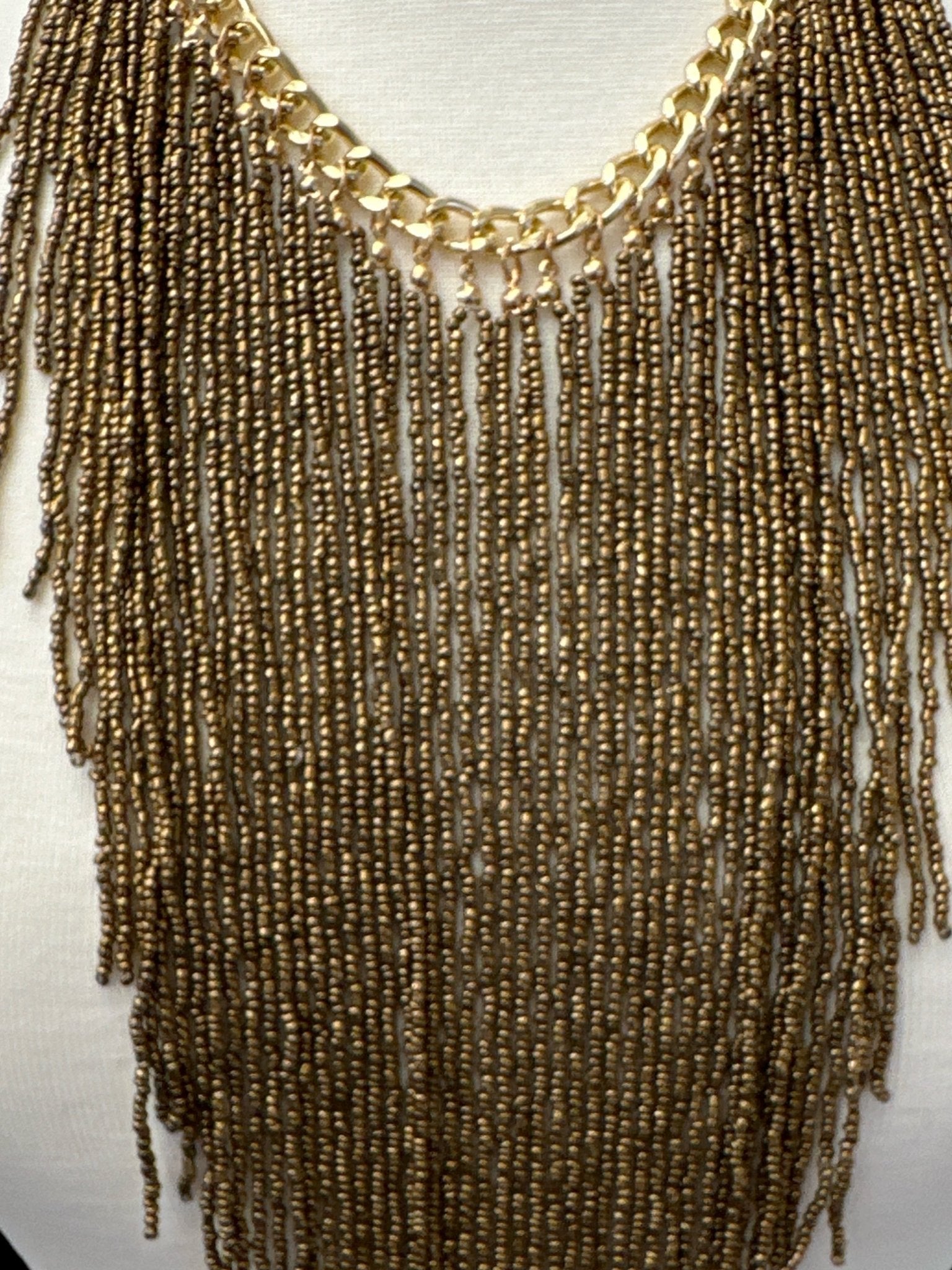 Extra Long Bohemian Gold Beaded Tassels Pendant Necklace - Fatisha Boutique