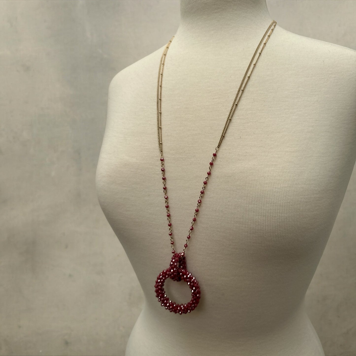 Extra Long Bohemian Pink Beaded Glass Beads Pendant Necklace - Fatisha Boutique