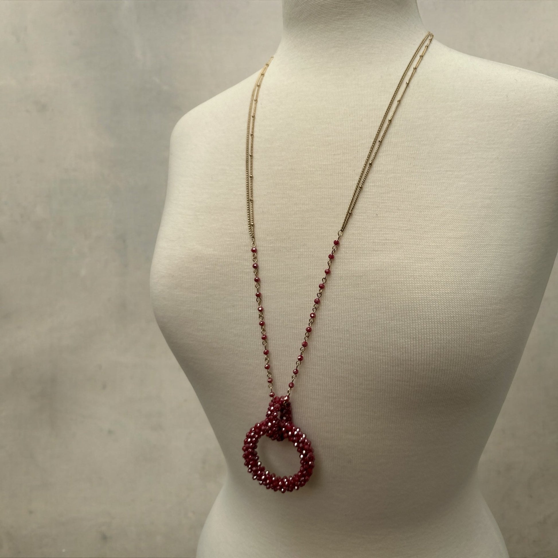 Extra Long Bohemian Pink Beaded Glass Beads Pendant Necklace - Fatisha Boutique