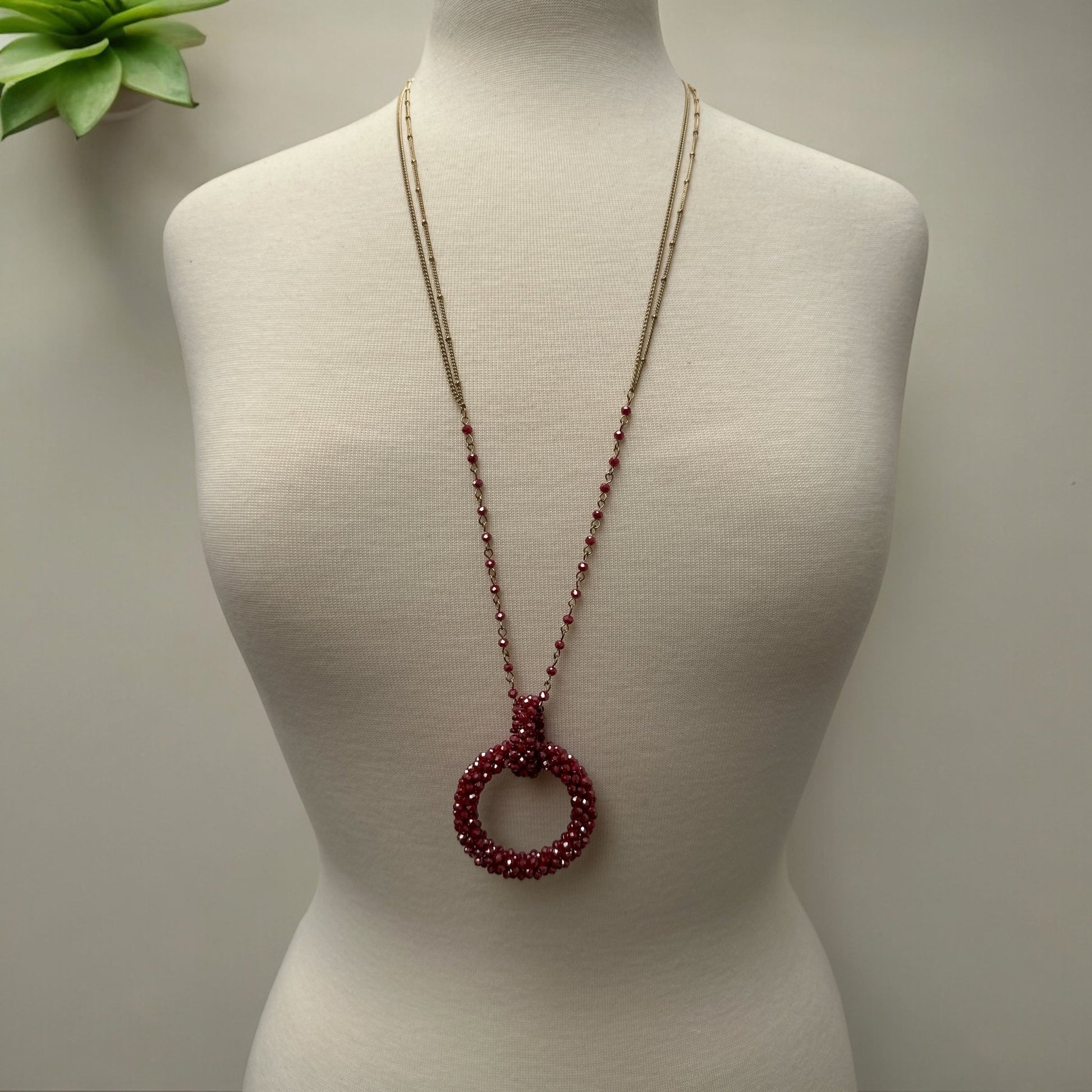 Extra Long Bohemian Pink Beaded Glass Beads Pendant Necklace - Fatisha Boutique