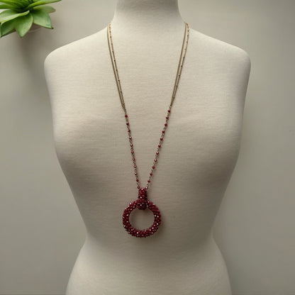 Extra Long Bohemian Pink Beaded Glass Beads Pendant Necklace - Fatisha Boutique