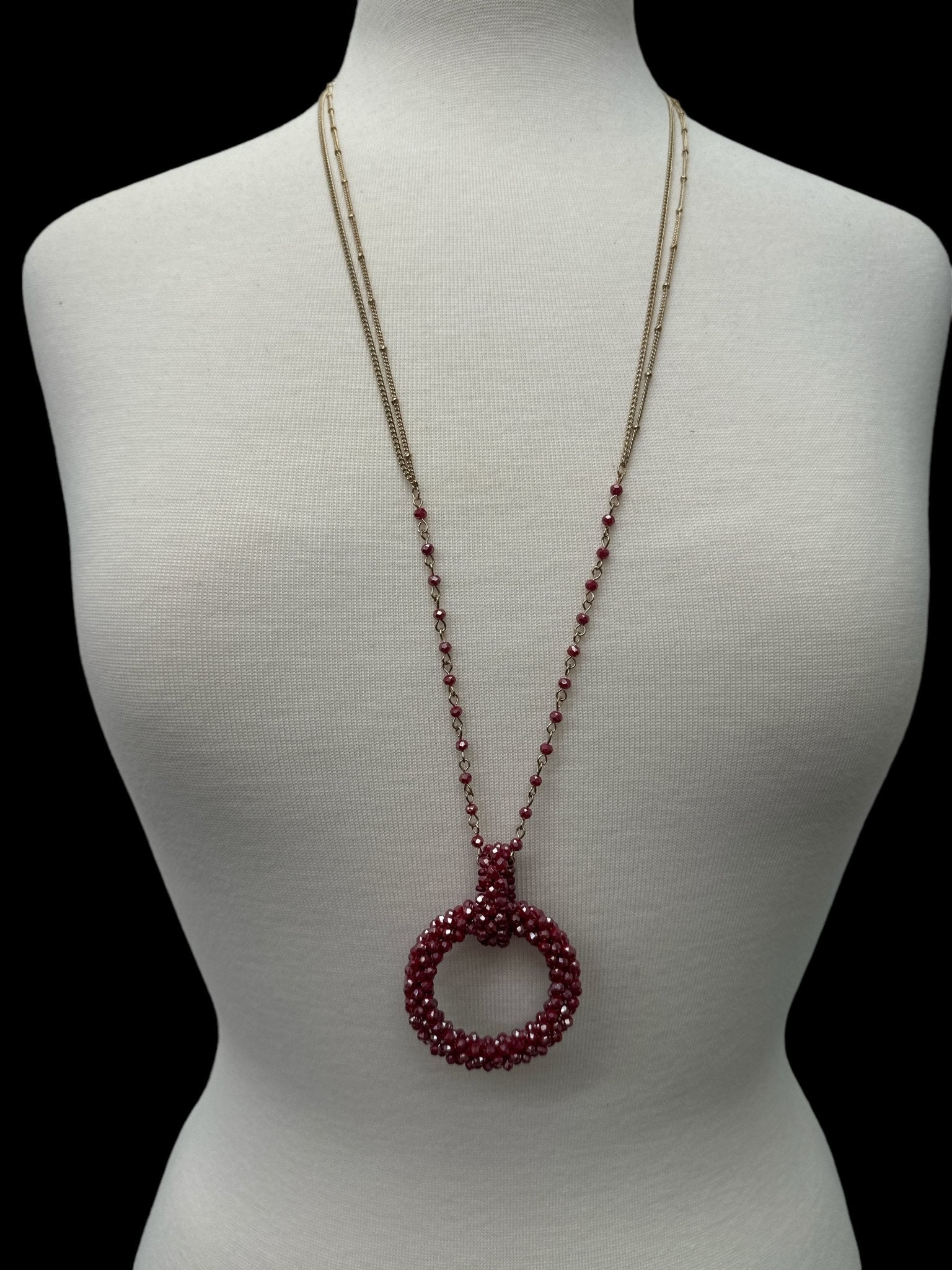 Extra Long Bohemian Pink Beaded Glass Beads Pendant Necklace - Fatisha Boutique