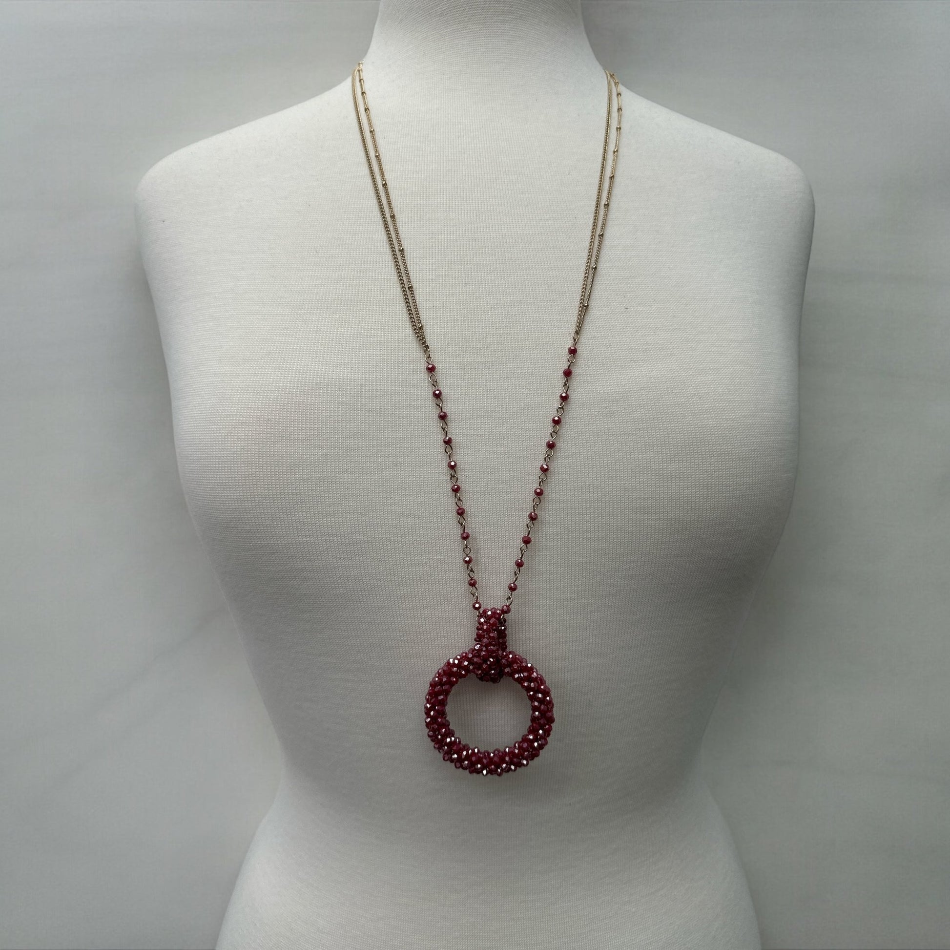 Extra Long Bohemian Pink Beaded Glass Beads Pendant Necklace - Fatisha Boutique